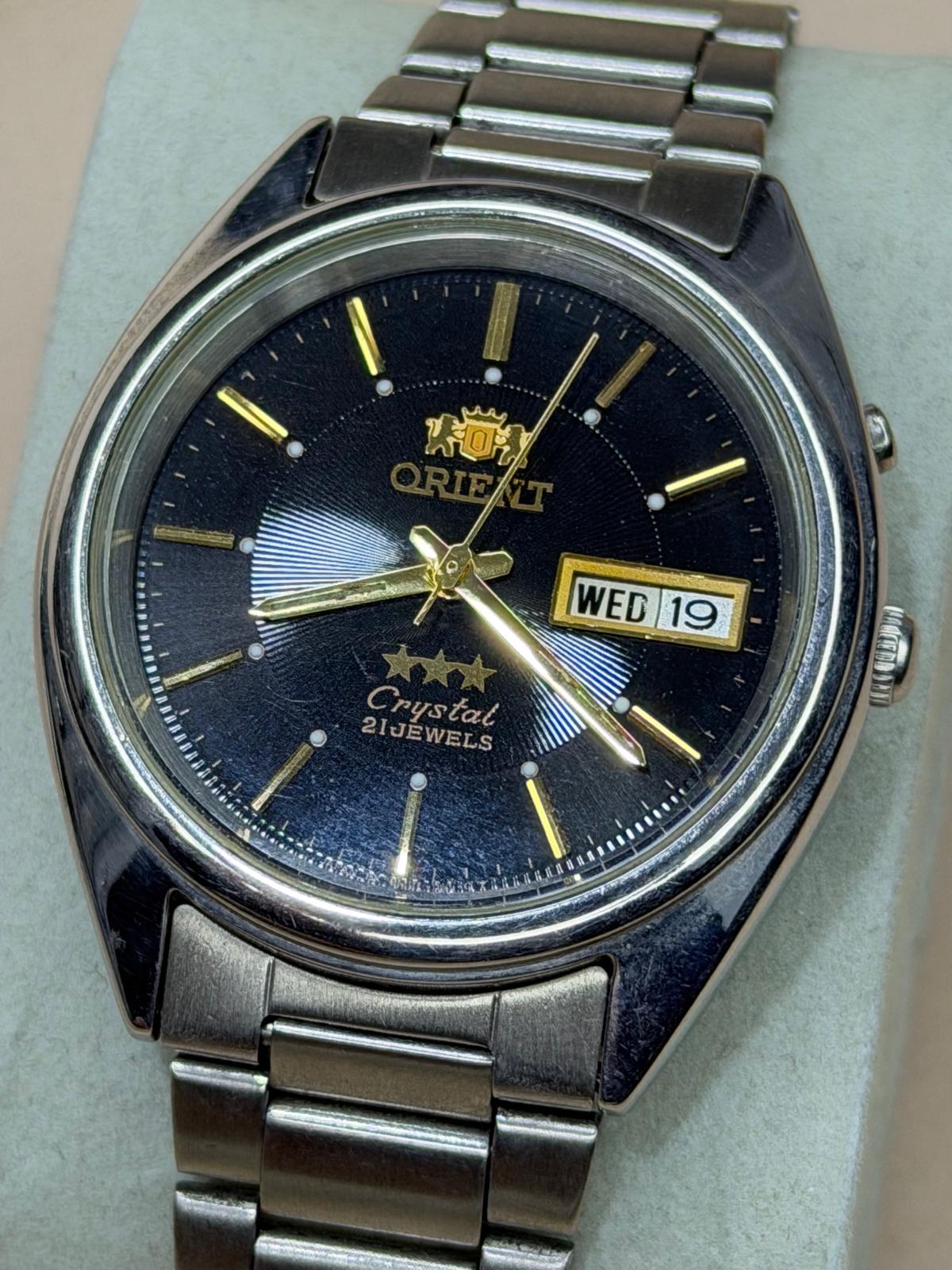 ORIENT – Black Dial, Day-Date, Automatic Wristwatch (Vintage)