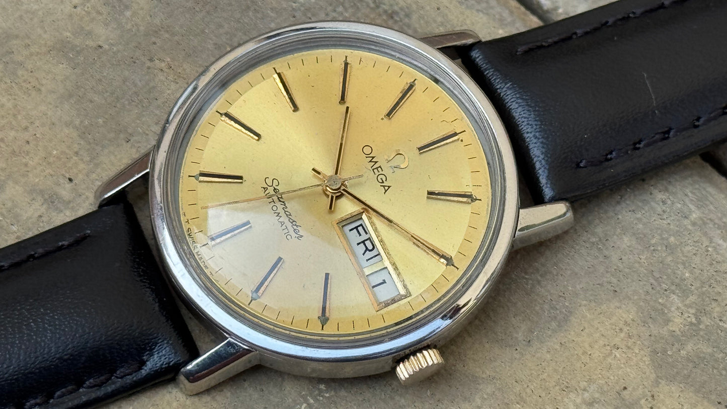 OMEGA Seamaster – Gold Dial, Day-Date, Automatic Watch (Vintage)