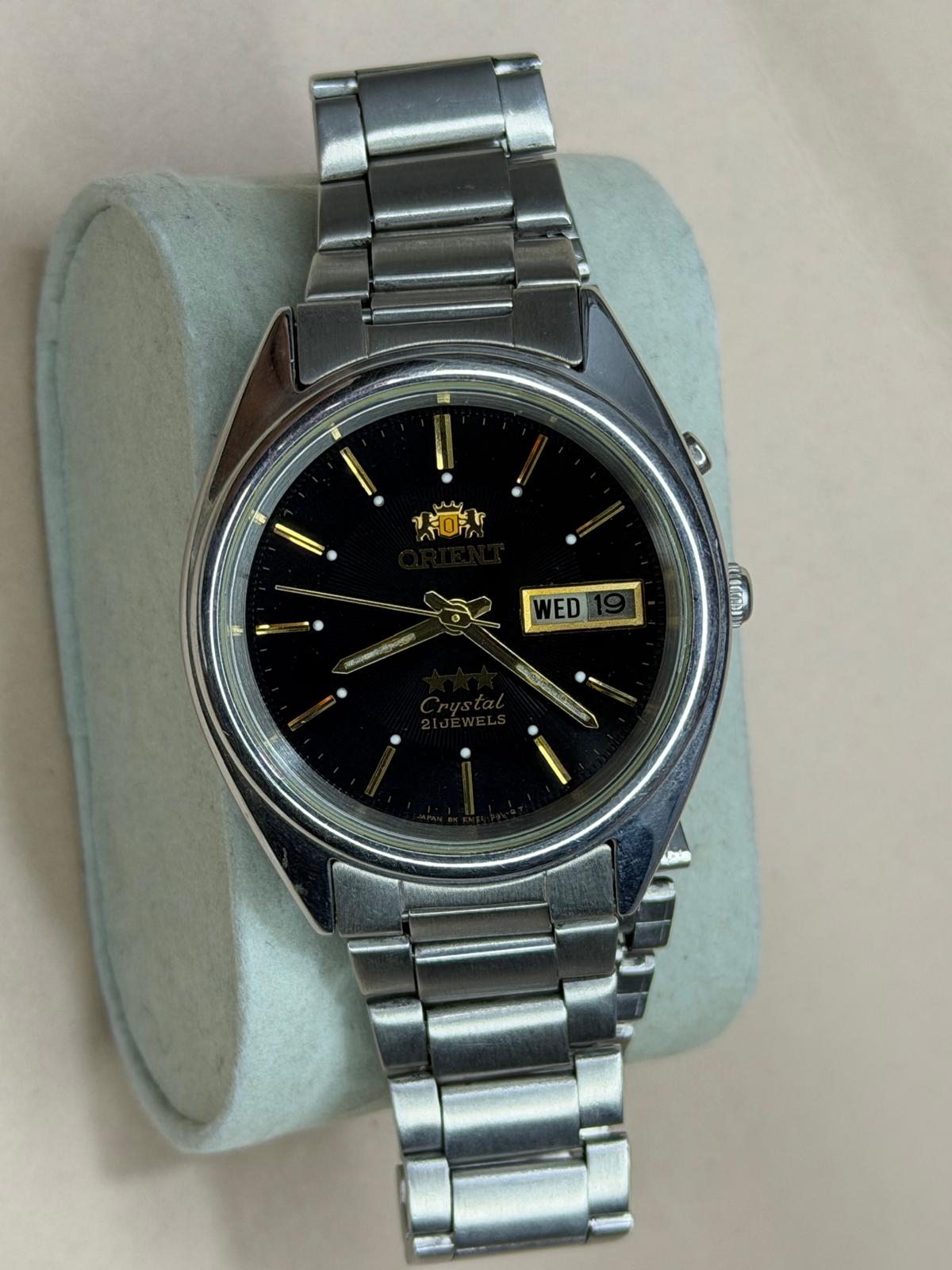 ORIENT – Black Dial, Day-Date, Automatic Wristwatch (Vintage)