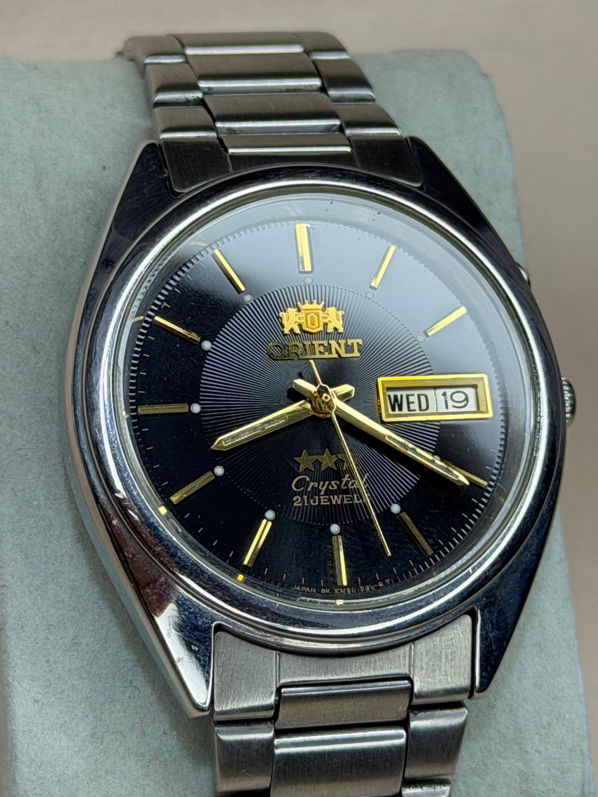 ORIENT – Black Dial, Day-Date, Automatic Wristwatch (Vintage)