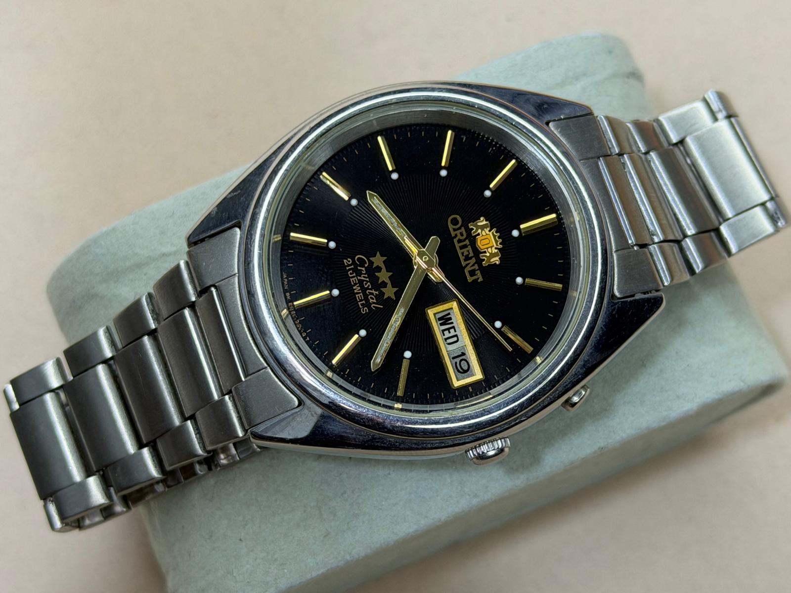 ORIENT – Black Dial, Day-Date, Automatic Wristwatch (Vintage)