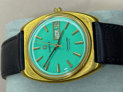 OMEGA Seamaster Automatic Day-Date – Turquoise Dial, Gold-Tone Cushion Case