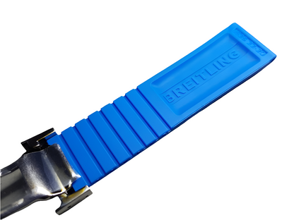 22mm Breitling Blue Rubber Strap/Bracelet With Clasp
