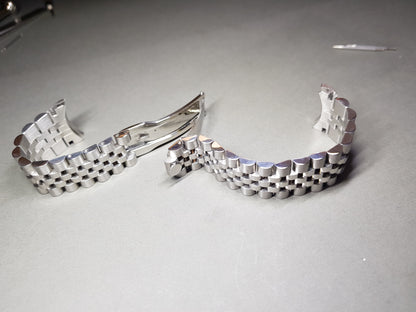 NEW JUBILEE 20MM LUG SILVER  BAND/BRACELET FIT ROLEX WATCHES CUVED END