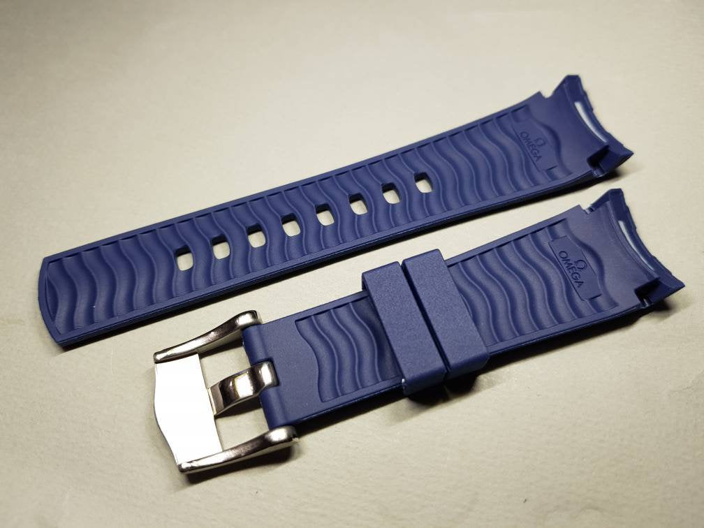 20mm omega Seamaster professional 300 co axial chronometer watches  bracelet band new curve lugs diver rubber blue strap on sale