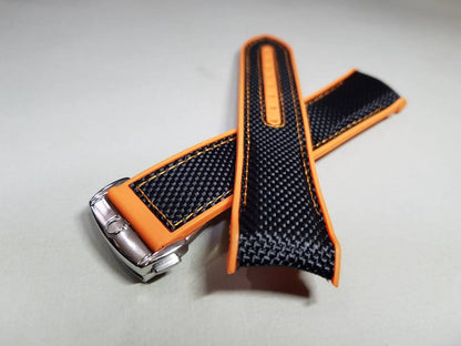 20mm omega rubber strap orange/ black curve end for omega Seamaster planet ocean professional watches strap bracelet band on  on sale