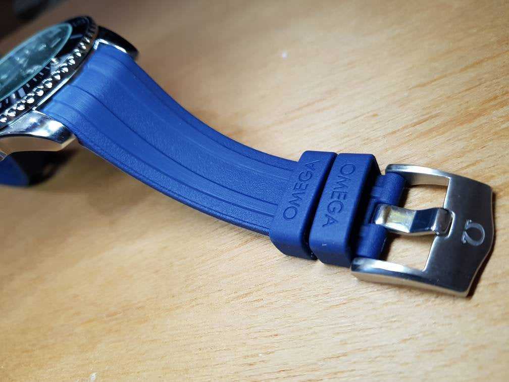 20mm omega Seamaster professional 300 co axial chronometer watches  bracelet band new curve lugs diver rubber blue strap on sale