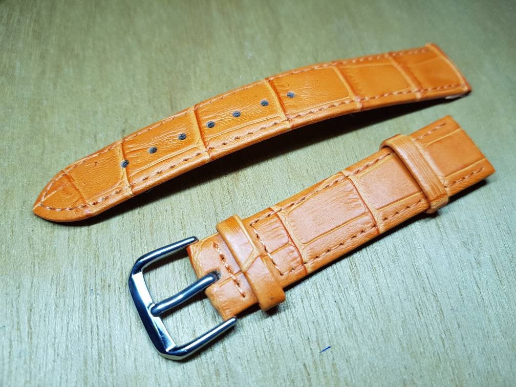 18mm orange genuine leather strap for 18mm omega watches  watch  FAST SHIPPING on sale