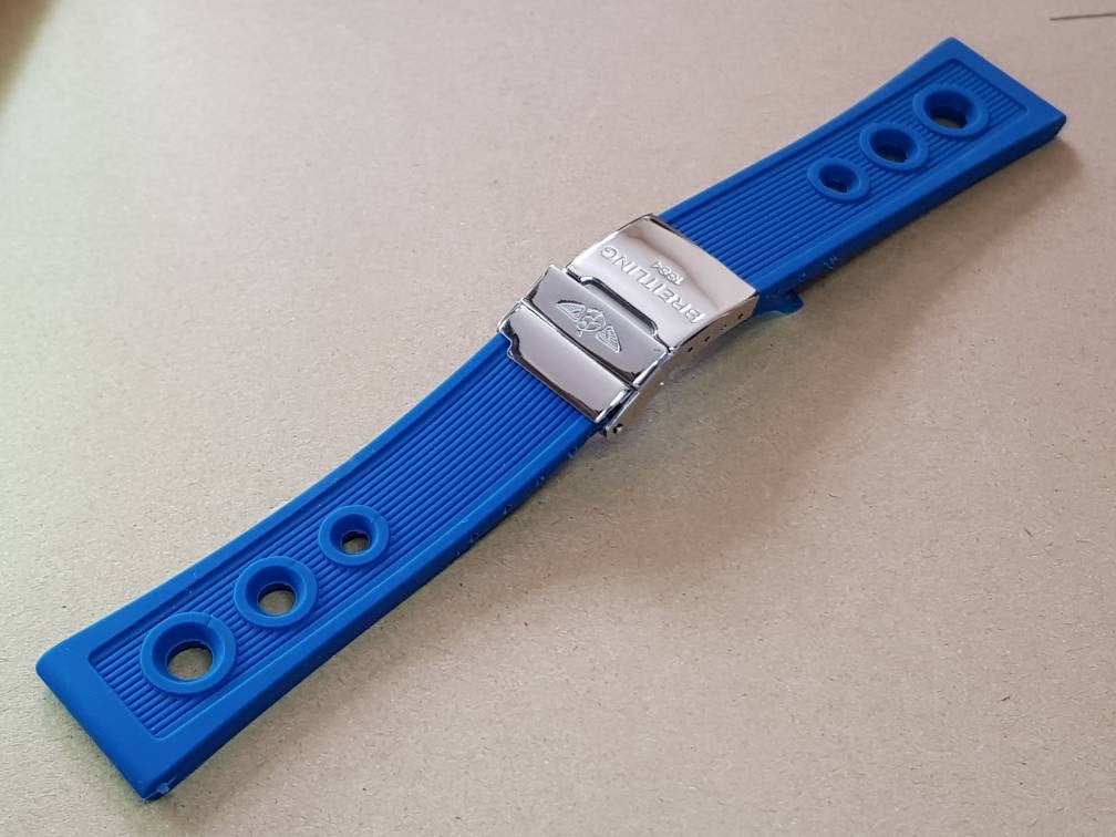 Breitling watch 24mm Breitling Nevitimer super avenger watches strap band bracelet blue with deployment breitling clasp ( FAST SHIPPING )