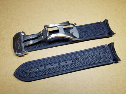 omega 22mm rubber croc leather surface black strap omega Seamaster speedmaster james bond 007 planet ocean professional watch strap bracelet