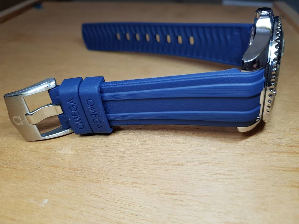 20mm omega Seamaster professional 300 co axial chronometer watches  bracelet band new curve lugs diver rubber blue strap on sale