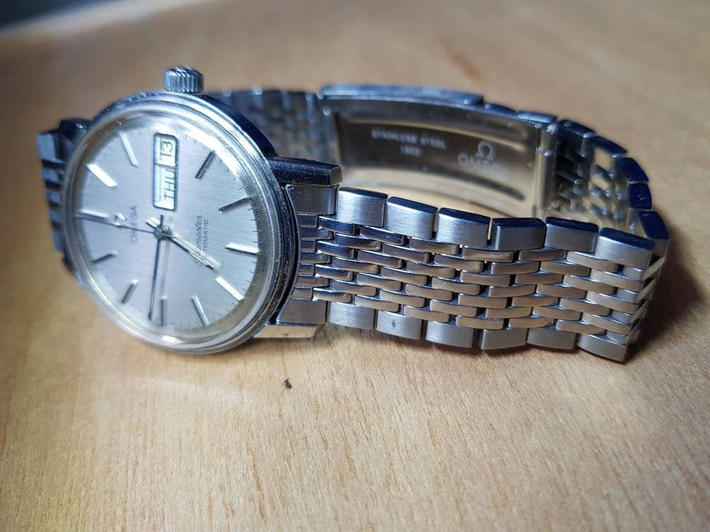 vintage 18mm omega watch silver rice bead stainless steel chain bracelet for omega seamaster deville constellation omega watch curve lug end