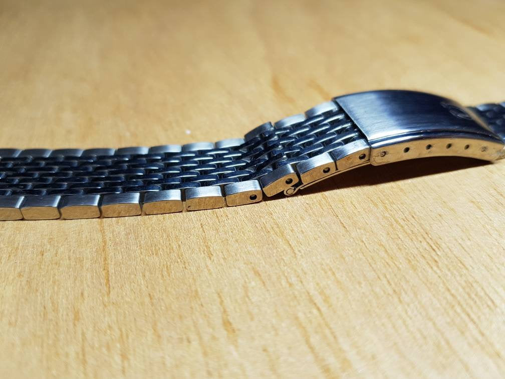 vintage 18mm omega watch silver rice bead stainless steel chain bracelet for omega seamaster deville constellation omega watch curve lug end