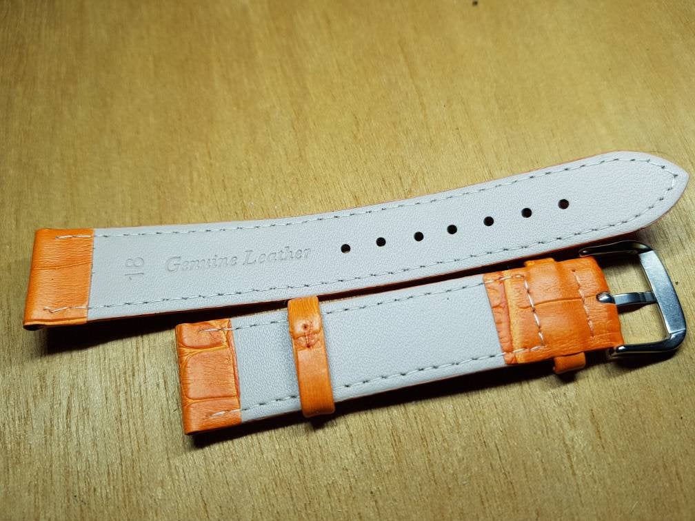 18mm orange genuine leather strap for 18mm omega watches  watch  FAST SHIPPING on sale