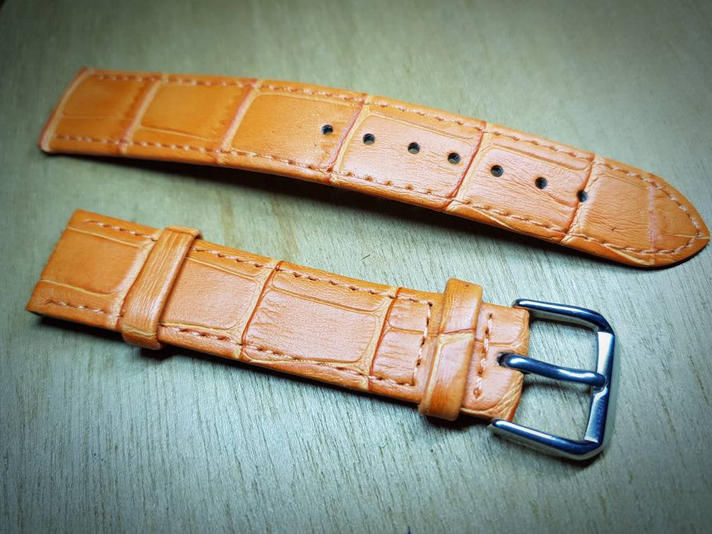 18mm orange genuine leather strap for 18mm omega watches  watch  FAST SHIPPING on sale