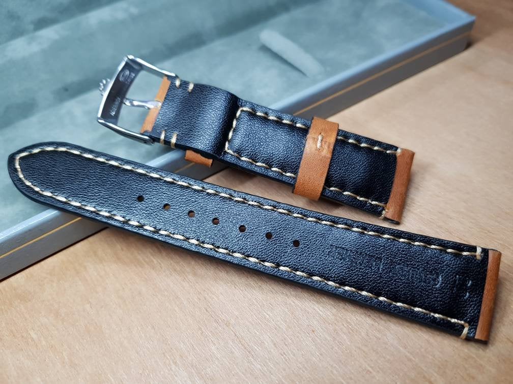 20mm Rolex vintage genuine leather strap for 20mm rolex watch stainless steel buckle ( FAST SHIPPING ) on sale