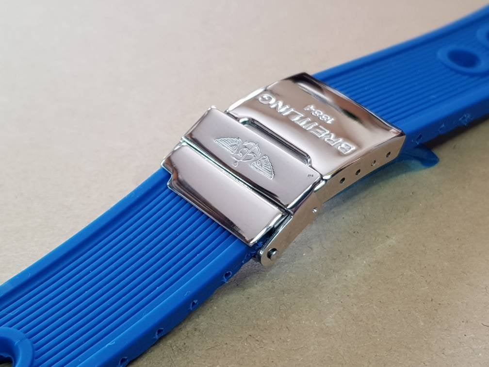 Breitling watch 24mm Breitling Nevitimer super avenger watches strap band bracelet blue with deployment breitling clasp ( FAST SHIPPING )