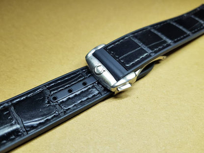 omega 22mm rubber croc leather surface black strap omega Seamaster speedmaster james bond 007 planet ocean professional watch strap bracelet